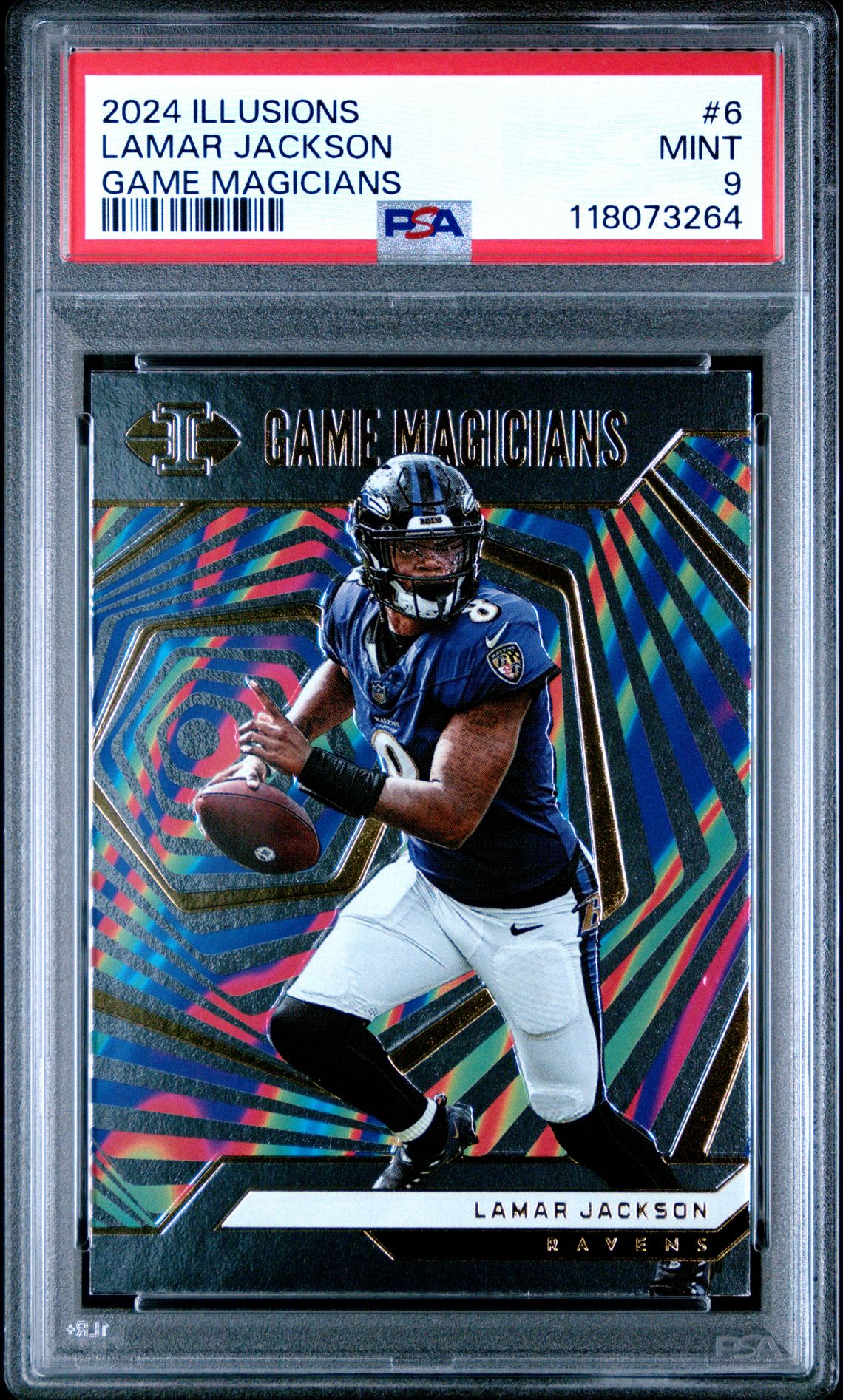 2024 Panini Illusions Game Magicians Lamar Jackson #6 Mint 9 front