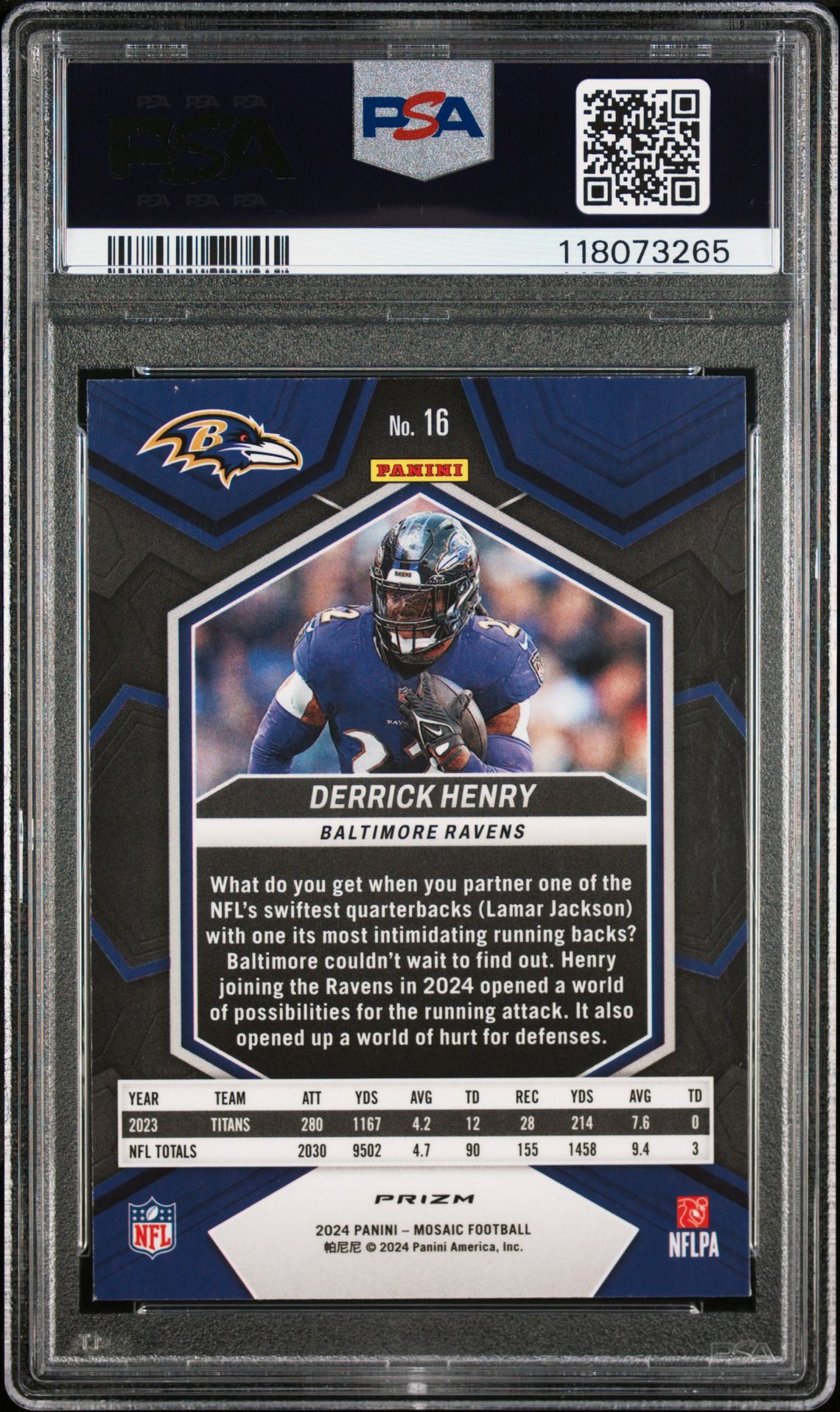 2024 Panini Mosaic Derrick Henry #16 (Silver) Mint 9 back