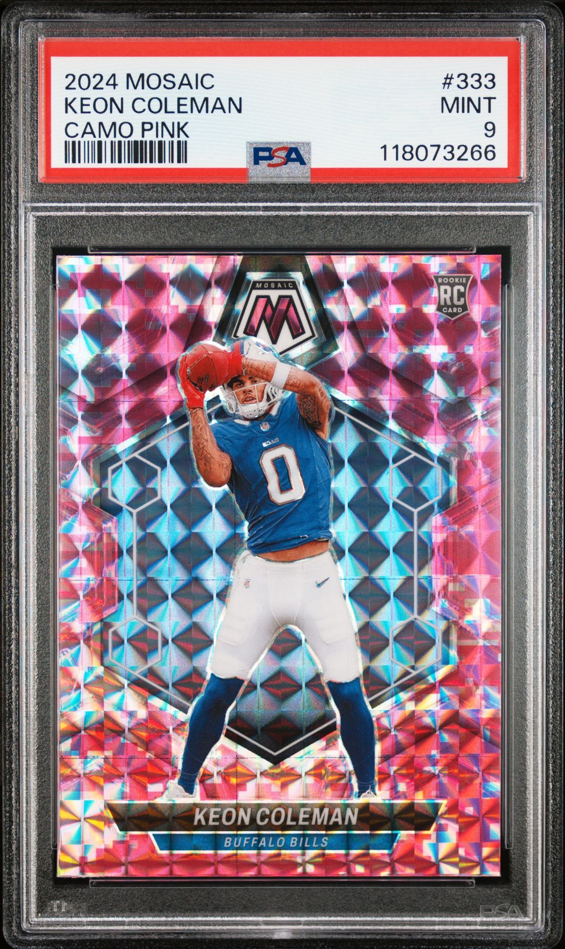2024 Panini Mosaic Keon Coleman #333 (Camo Pink) Mint 9 front