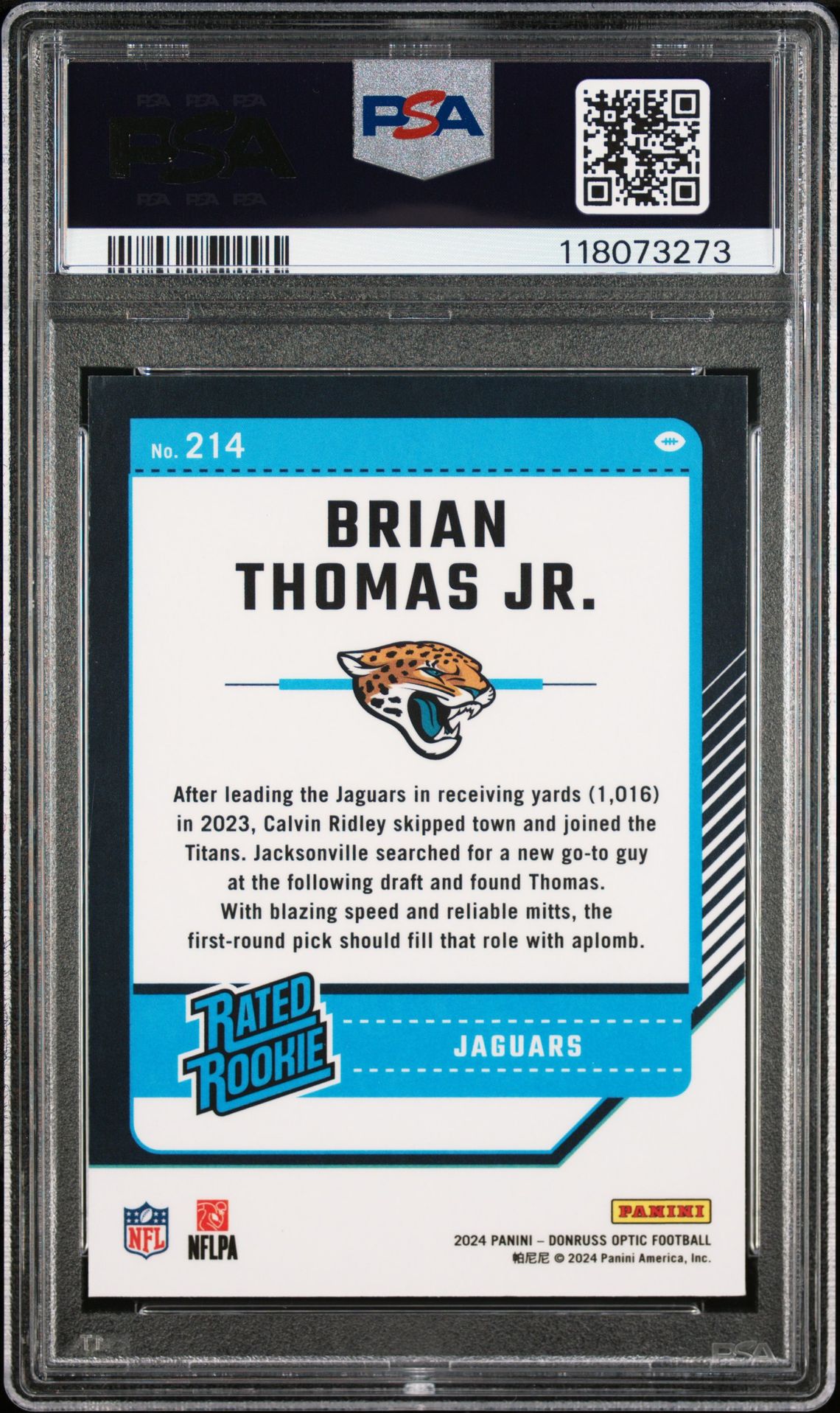 2024 Panini Donruss Optic Brian Thomas Jr. #214 Mint 9 back