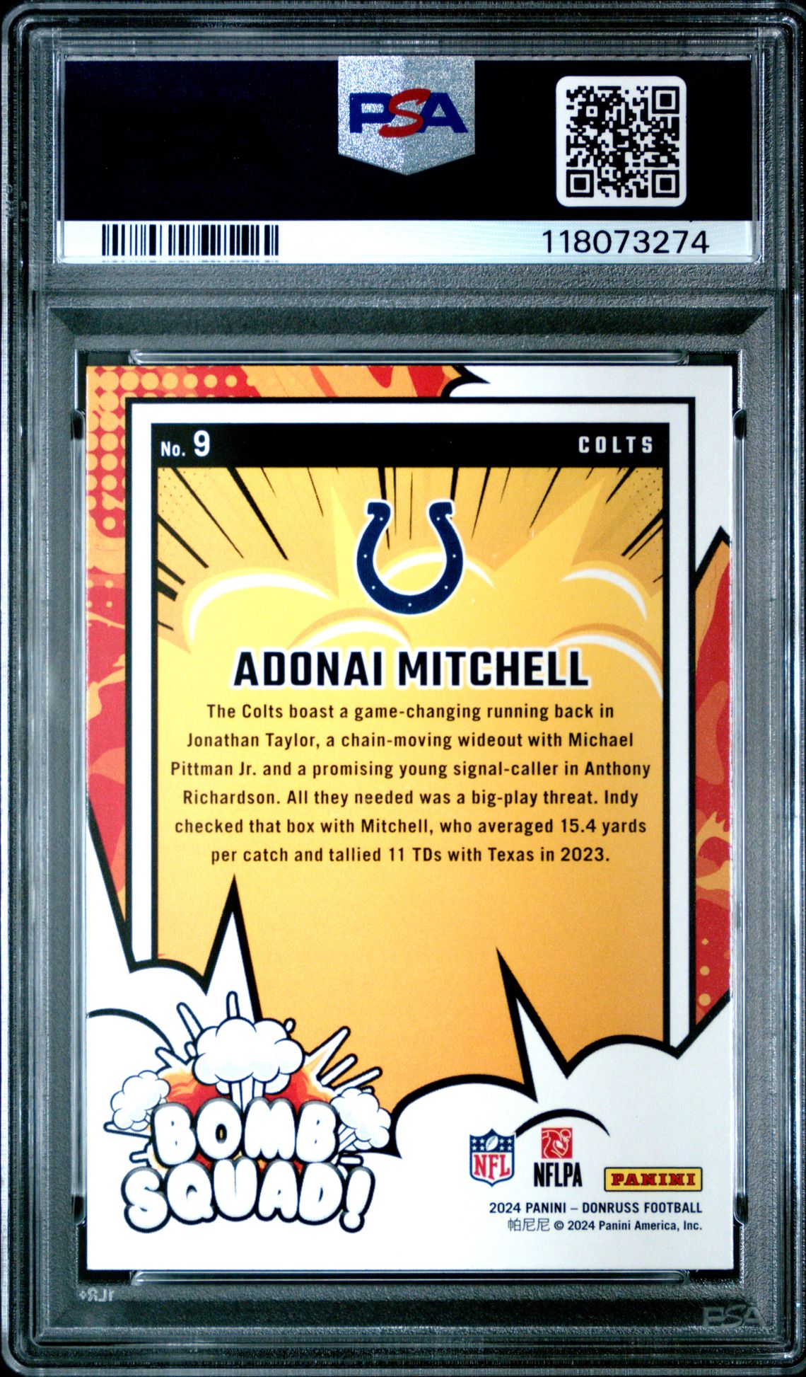 2024 Panini Donruss Bomb Squad Adonai Mitchell #9 Nm-Mt 8 back