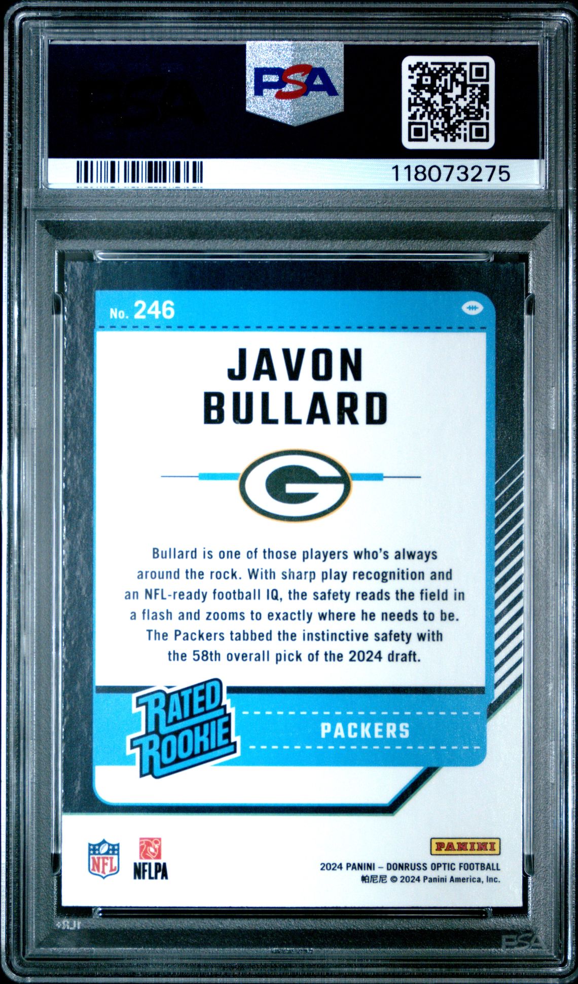 2024 Panini Donruss Optic Javon Bullard #246 Gem Mt 10 back