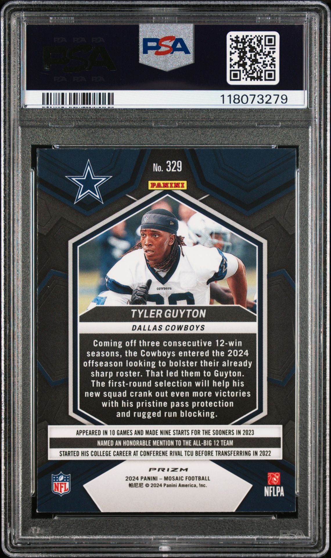 2024 Panini Mosaic Tyler Guyton #329 (Silver) Mint 9 back