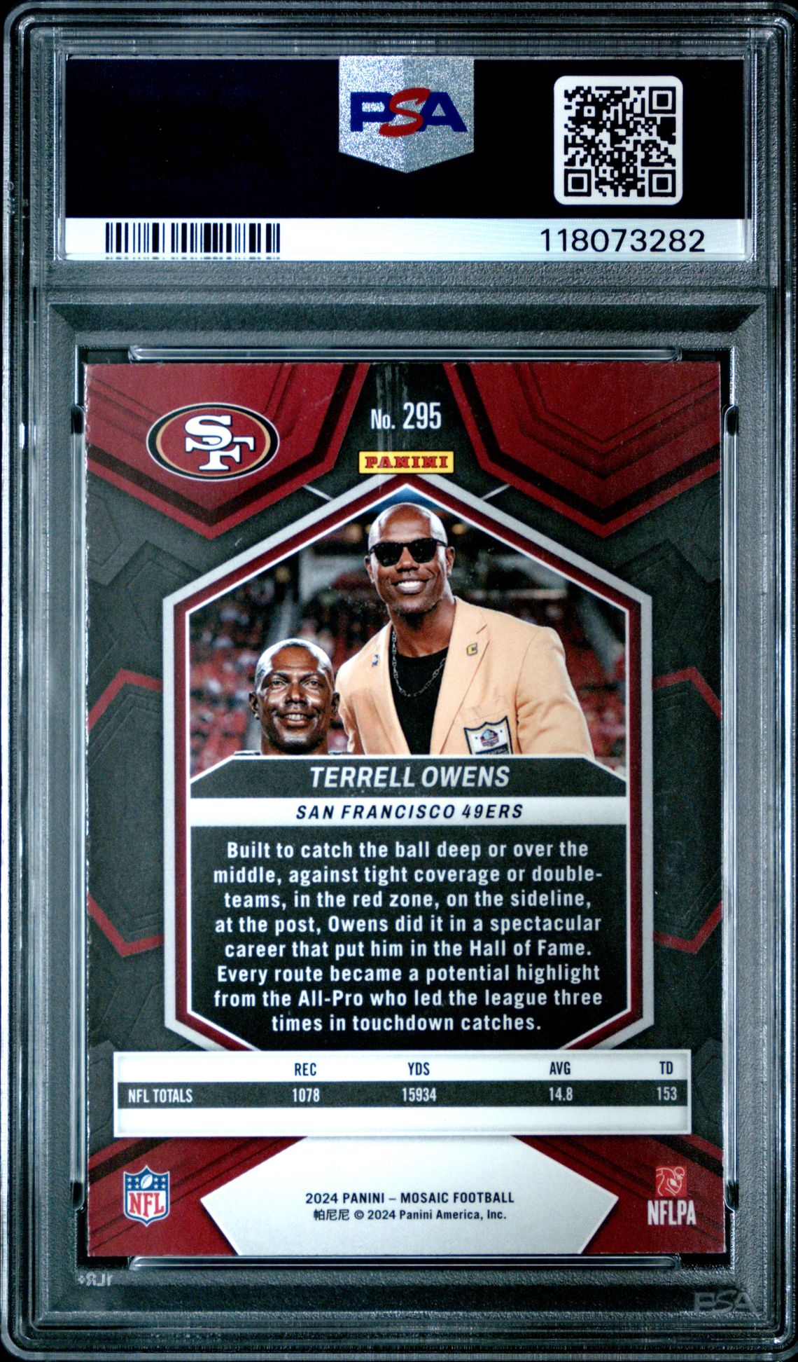 2024 Panini Mosaic Terrell Owens #295 Gem Mt 10 back