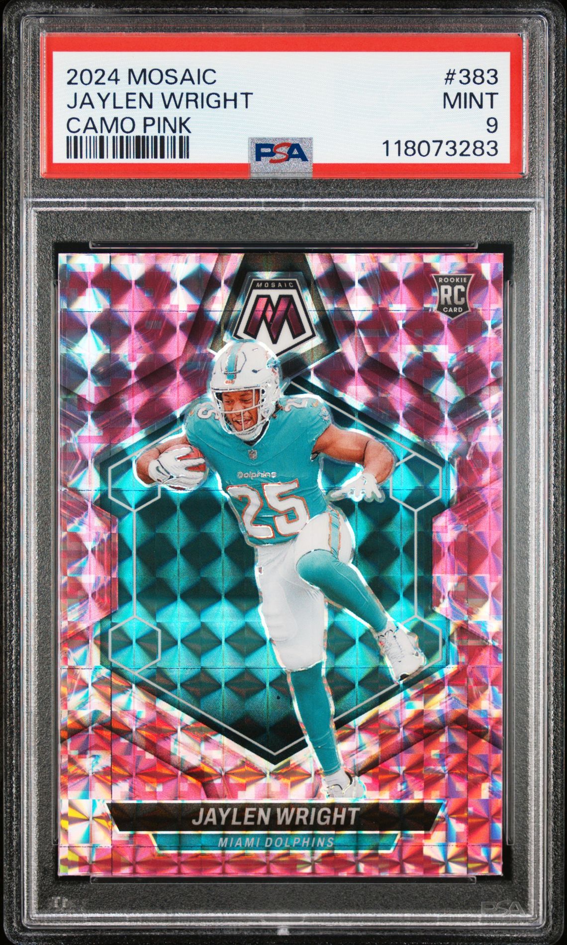 2024 Panini Mosaic Jaylen Wright #383 (Camo Pink) Mint 9 front