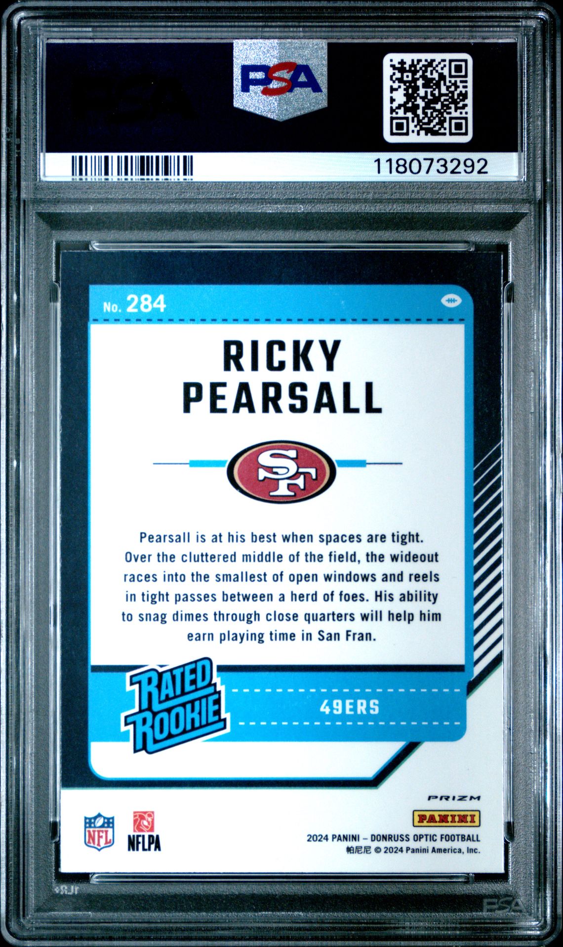 2024 Panini Donruss Optic Ricky Pearsall #284 (Rocket) Gem Mt 10 back