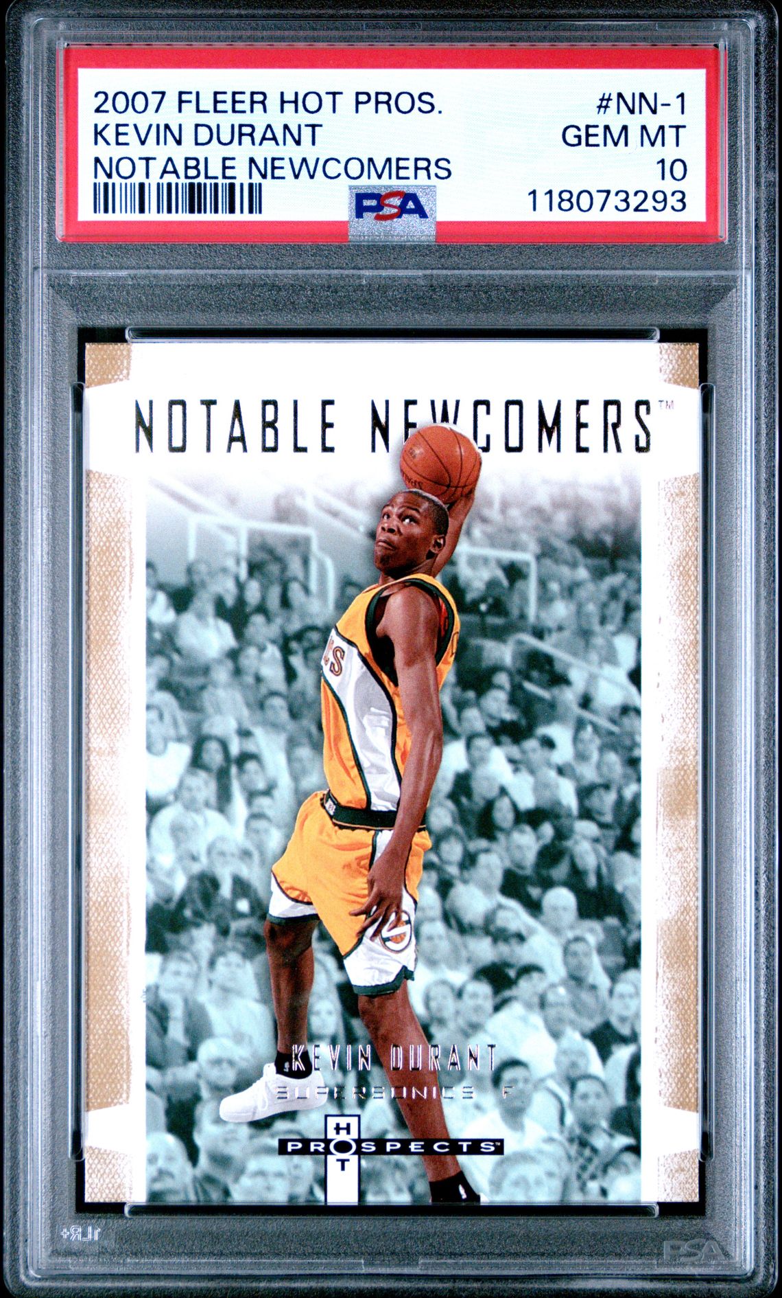 2007 Fleer Hot Prospects Notable Newcomers Kevin Durant #Nn-1 (Notable Newcomers) Gem Mt 10 front