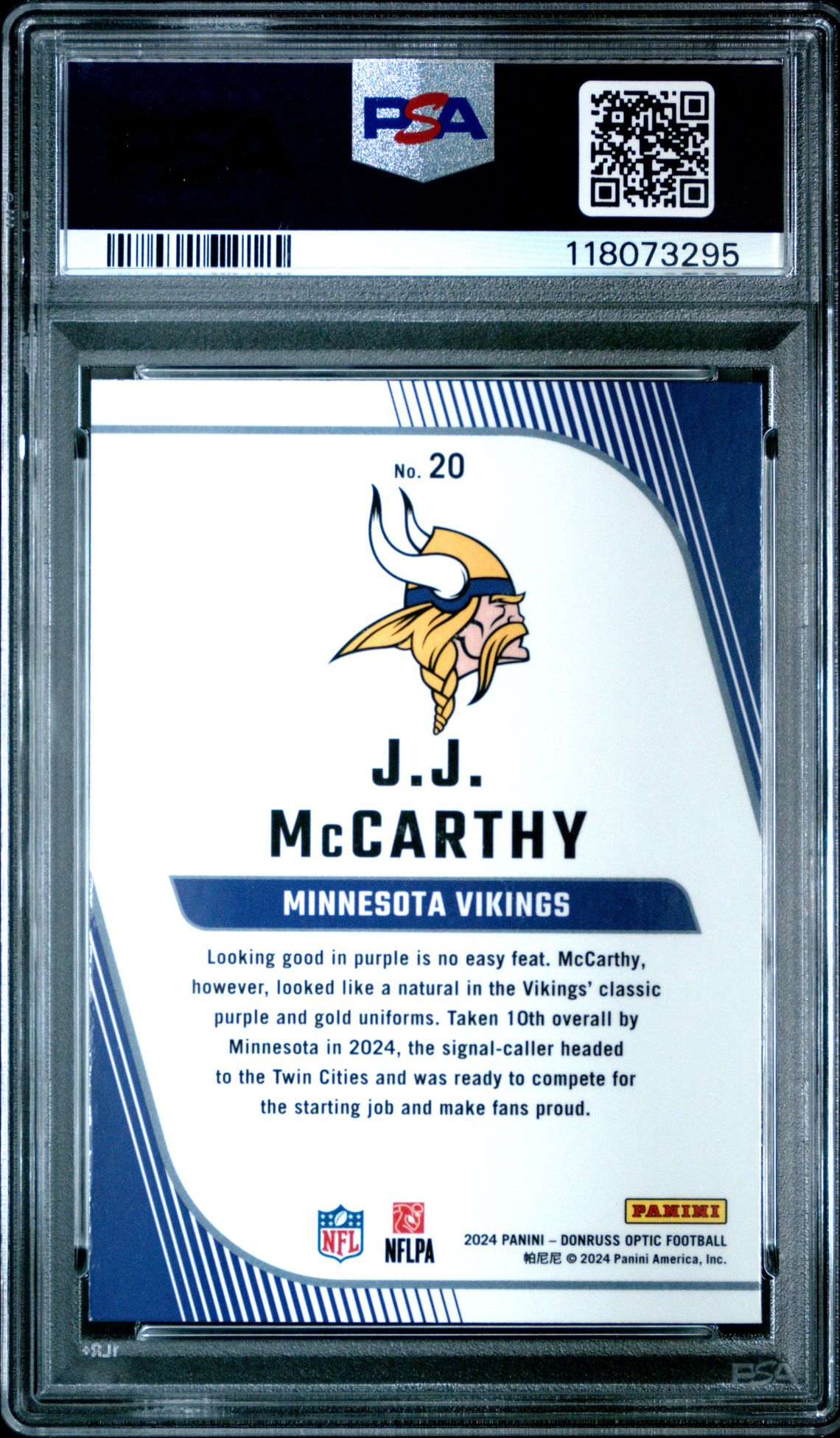 2024 Panini Donruss Optic Rookie Primary Colors Jj Mccarthy #20 Mint 9 back