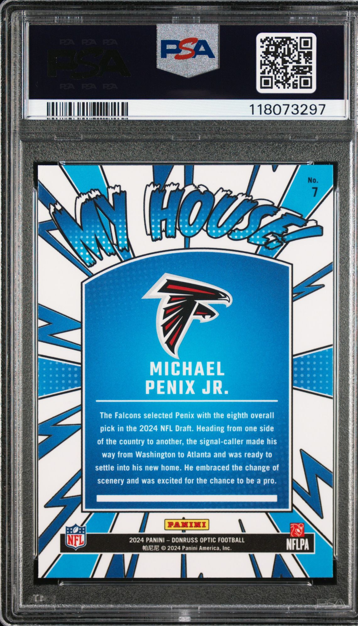 2024 Panini Donruss Optic My House! Michael Penix Jr. #7 Gem Mt 10 back