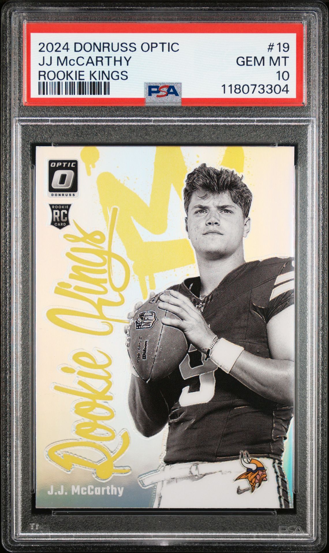 2024 Panini Donruss Optic Rookie Kings Jj Mccarthy #19 Gem Mt 10 front