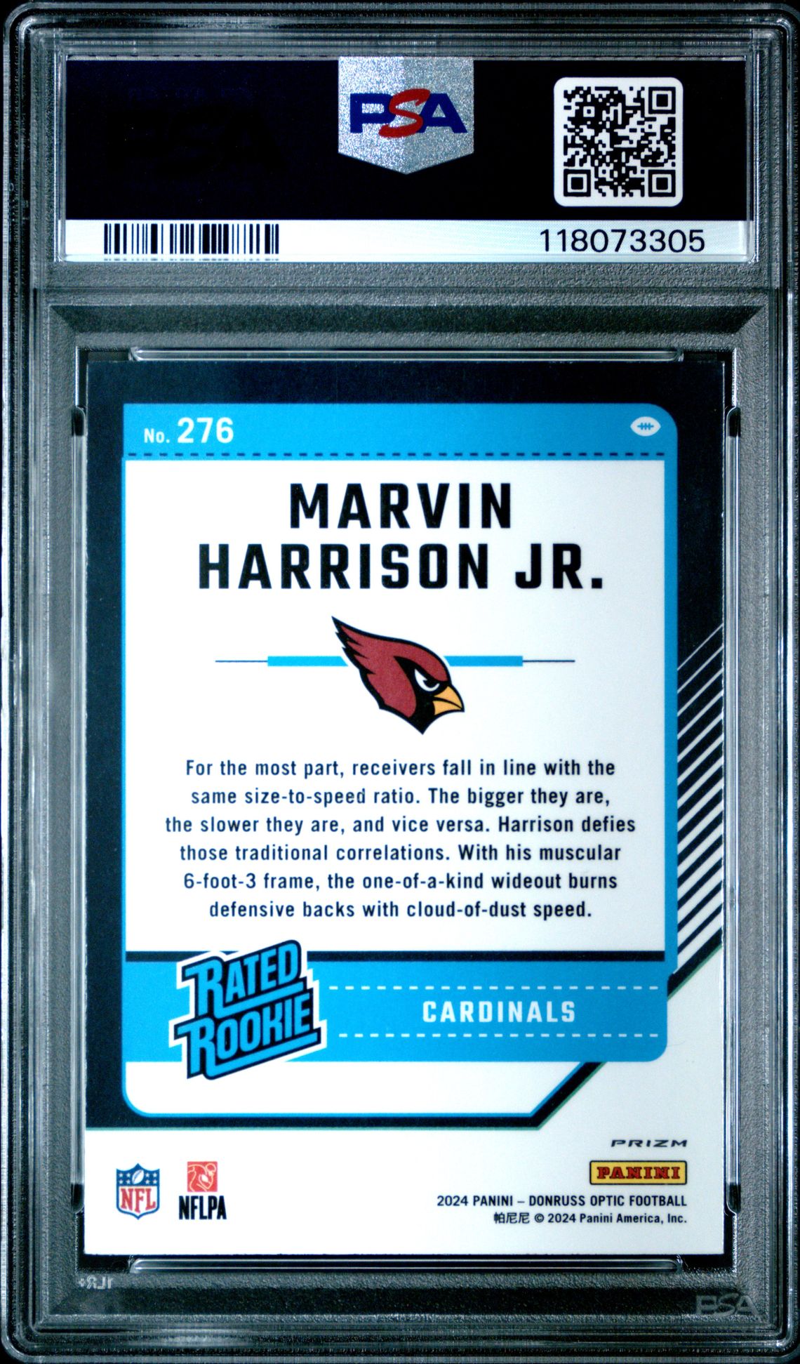 2024 Panini Donruss Optic Marvin Harrison Jr. #276 (Holo) Gem Mt 10 back