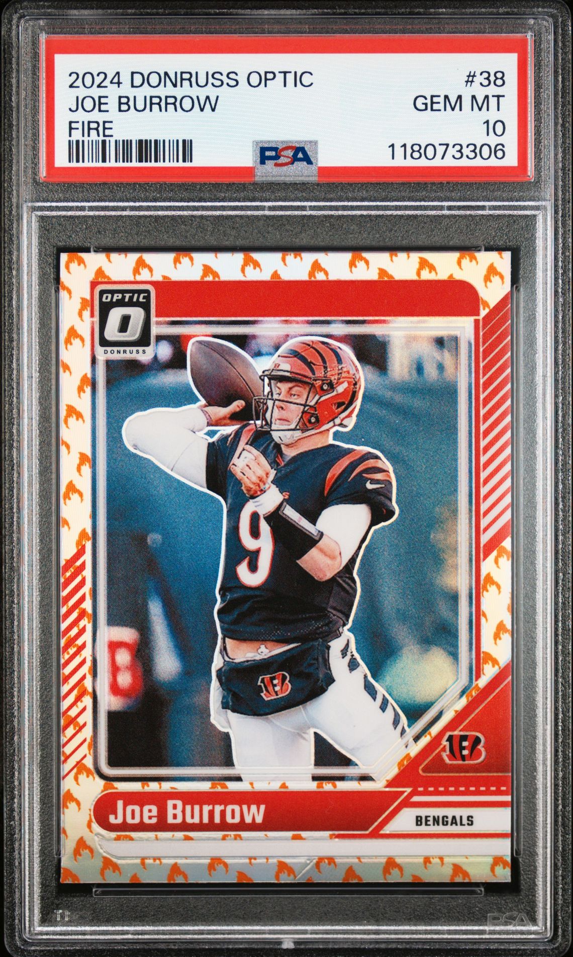 2024 Panini Donruss Optic Joe Burrow #38 (Fire) Gem Mt 10 front