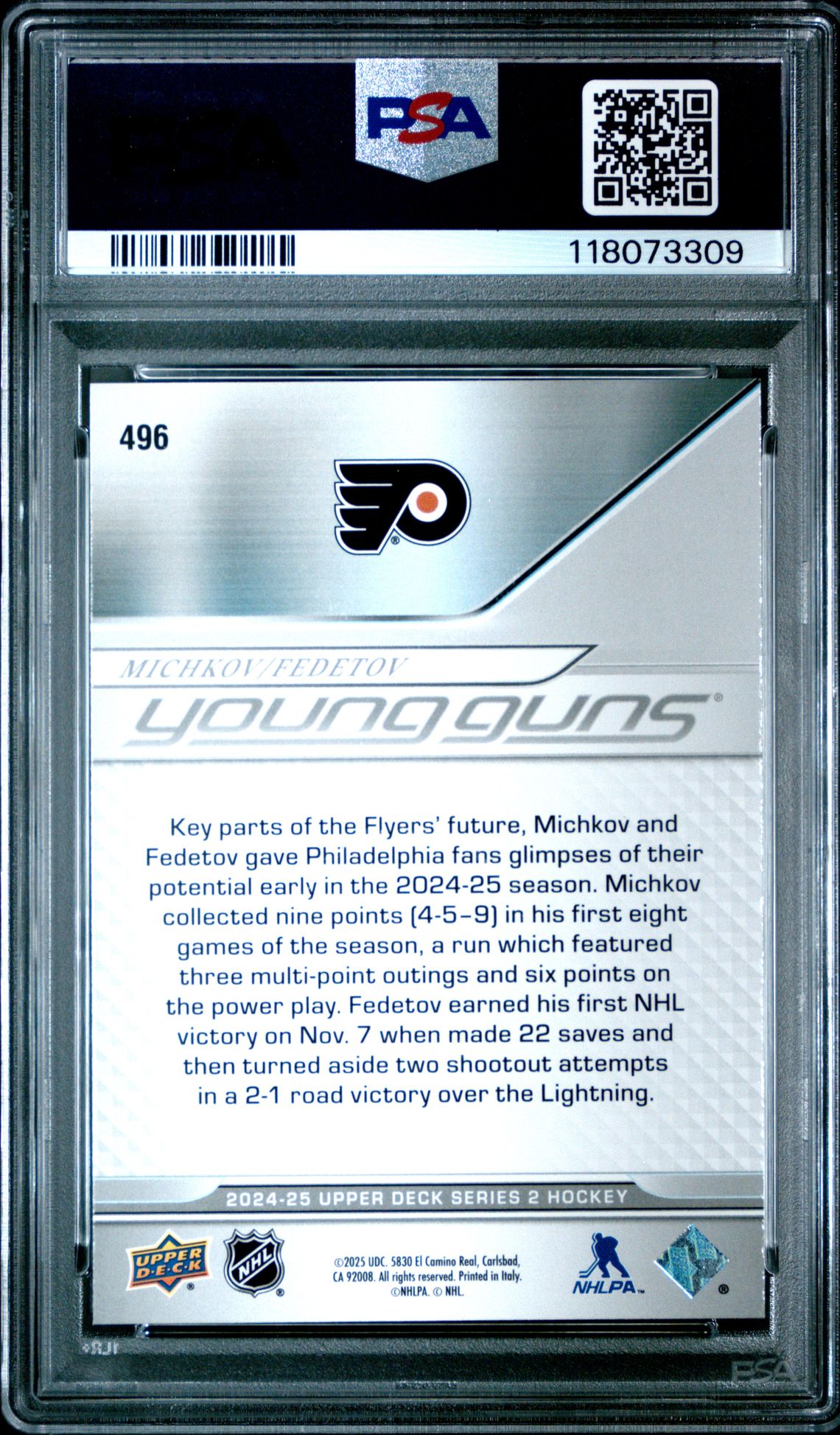 2024 Upper Deck Michkov/Fedotov #496 Gem Mt 10 back