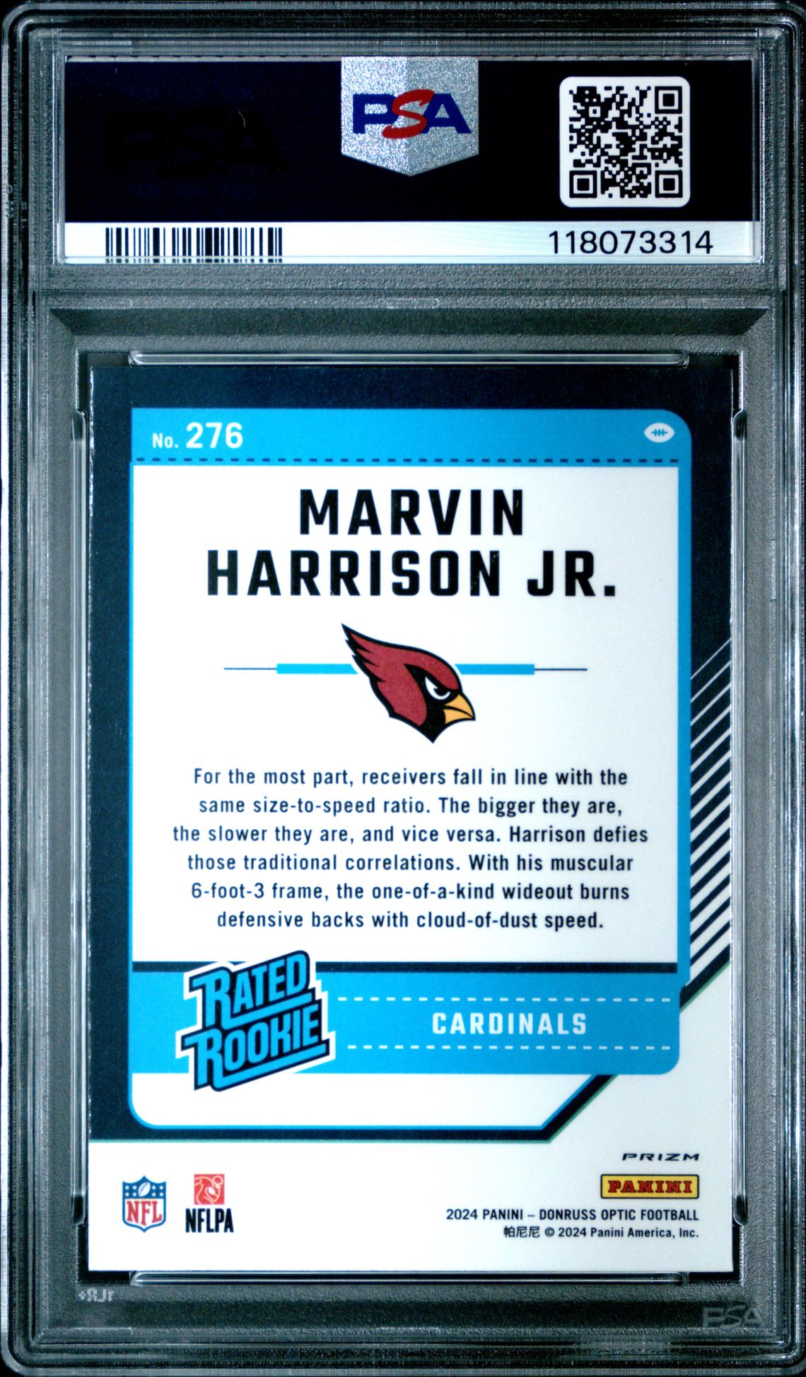 2024 Panini Donruss Optic Marvin Harrison Jr. #276 (Green Hyper) Gem Mt 10 back