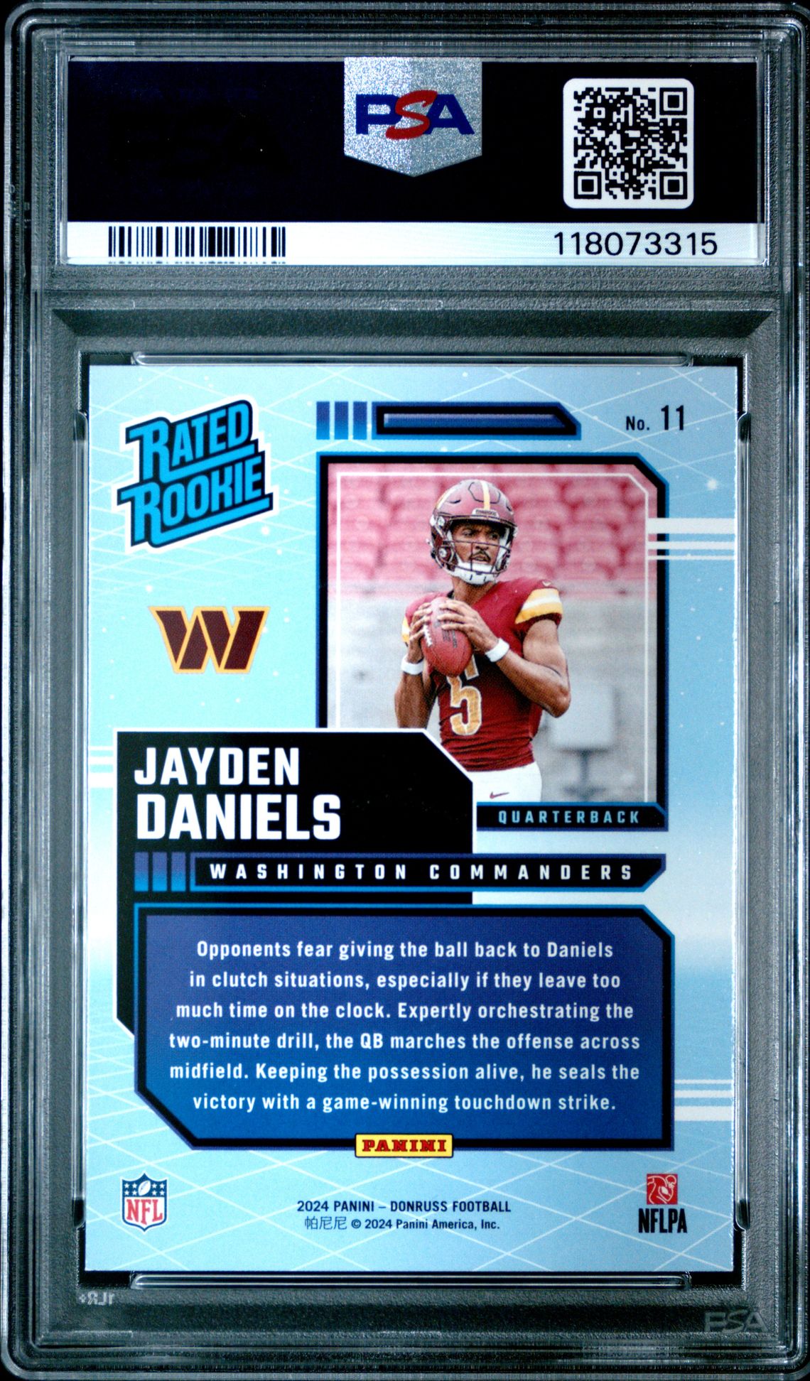2024 Panini Donruss Rated Rookies Retro Jayden Daniels #11 Mint 9 back