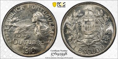 1910 Escudo Birth of Republic MS63