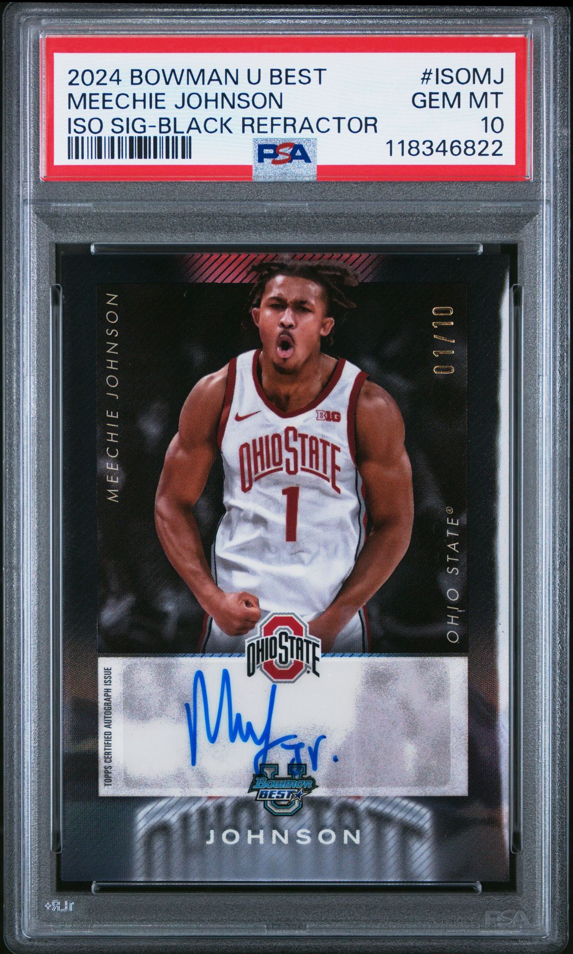 2024 Bowman BOWMAN UNIVERSITY BEST ISO SIGNATURES BLACK REFRACTOR #ISOMJ Meechie Johnson front