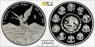 1997-Mo 5 Onza Libertad Ag PR68DCAM
