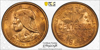 1953 1C Republic of Panama 50th Ann. MS64RD