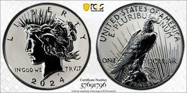 2024-S $1 Peace Dollar Rev PR Two-Coin Reverse Proof Set PR69