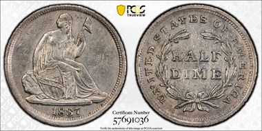 1837 H10C Seated, Large Date N1