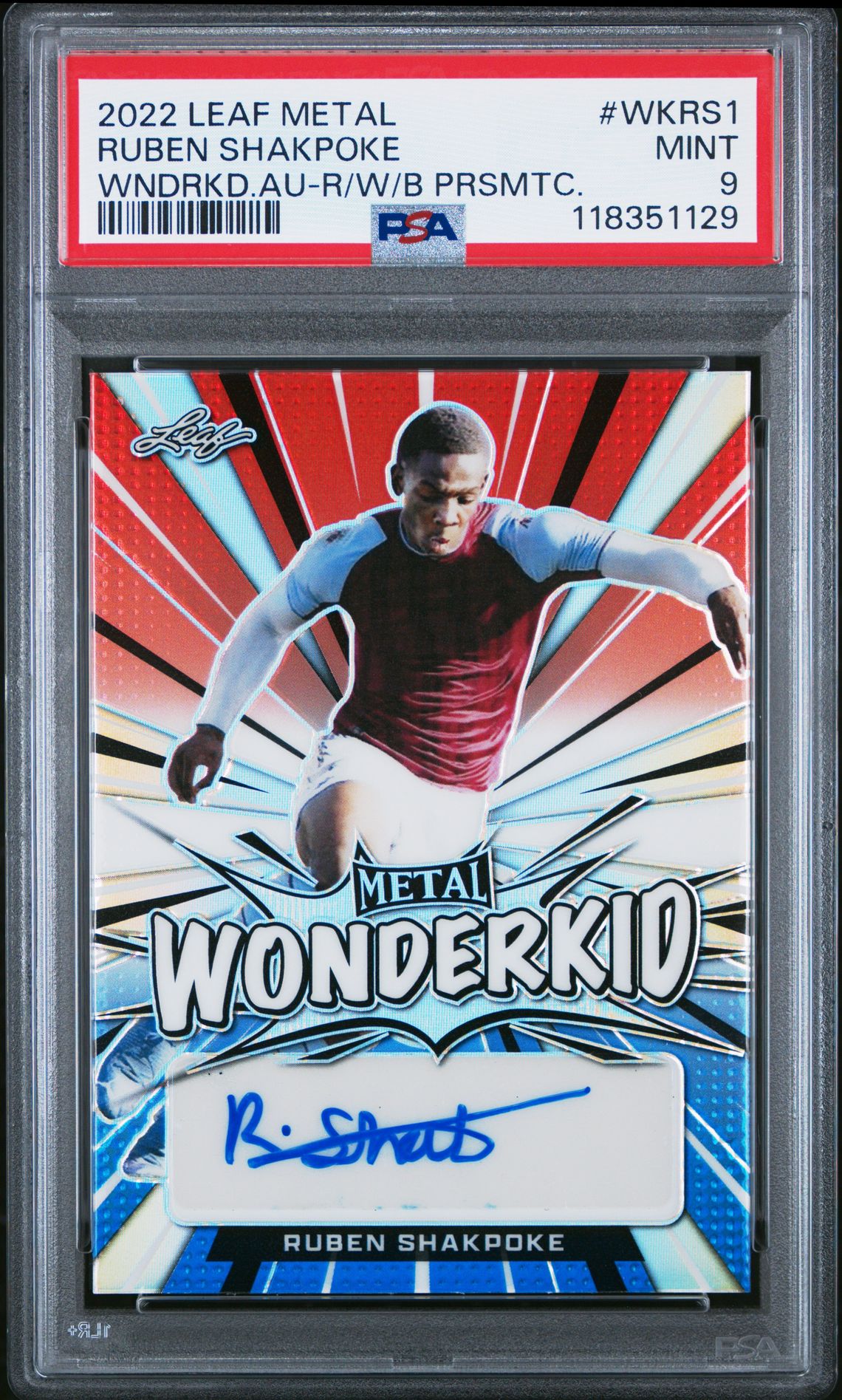2022 Leaf LEAF METAL WONDERKID AUTOGRAPHS WNDRKD.AU-R/W/B PRSMTC. #WKRS1 Ruben Shakpoke front