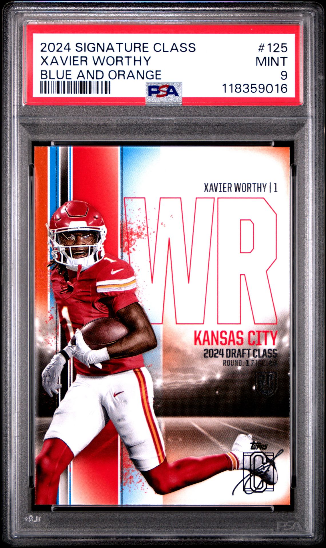 2024 Topps TOPPS SIGNATURE CLASS BLUE AND ORANGE #125 Xavier Worthy front