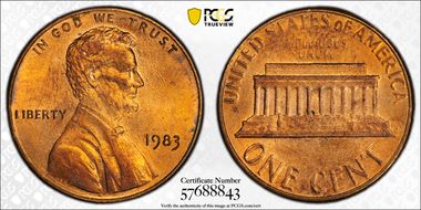 1983 1C Doubled Die Reverse MS65RB