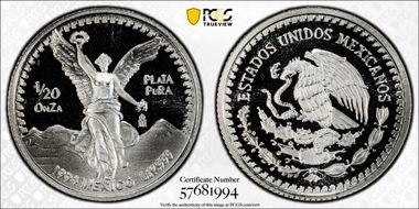 1994-Mo 1/20 oz Libertad Ag PR69DCAM