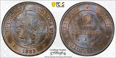 1883-A 2C Gad-105 F-109 MS64BN