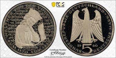 1980-D 5 Mk Vogelweide PR69DCAM