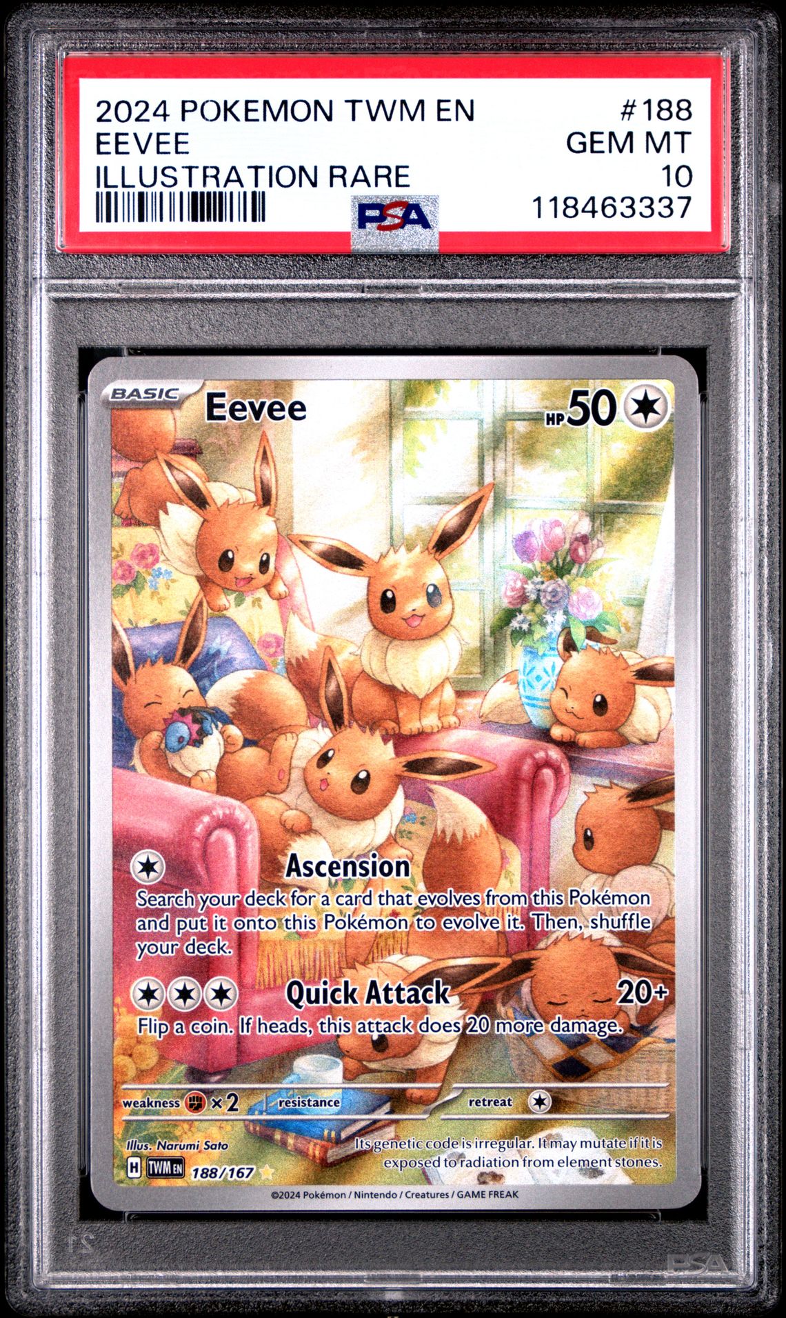 2024 Pokemon Twm En-Twilight Masquerade Eevee #188 (Illustration Rare) Gem Mt 10 front