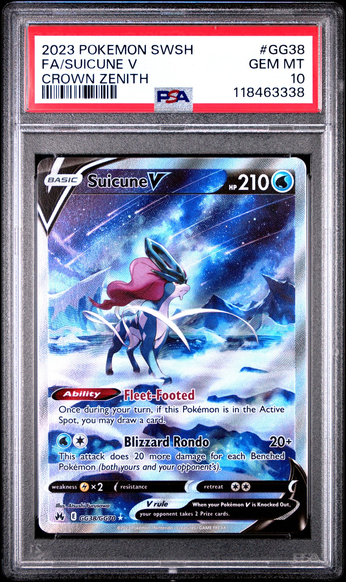 2023 Pokemon Sword And Shield Crown Zenith Fa/Suicune V #Gg38 (Crown Zenith) Gem Mt 10 front