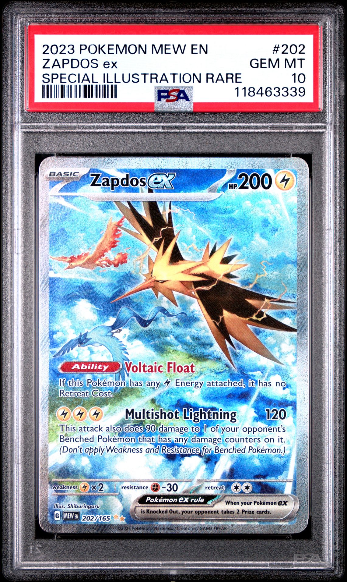2023 Pokemon Mew En-151 Zapdos Ex #202 (Special Illustration Rare) Gem Mt 10 front