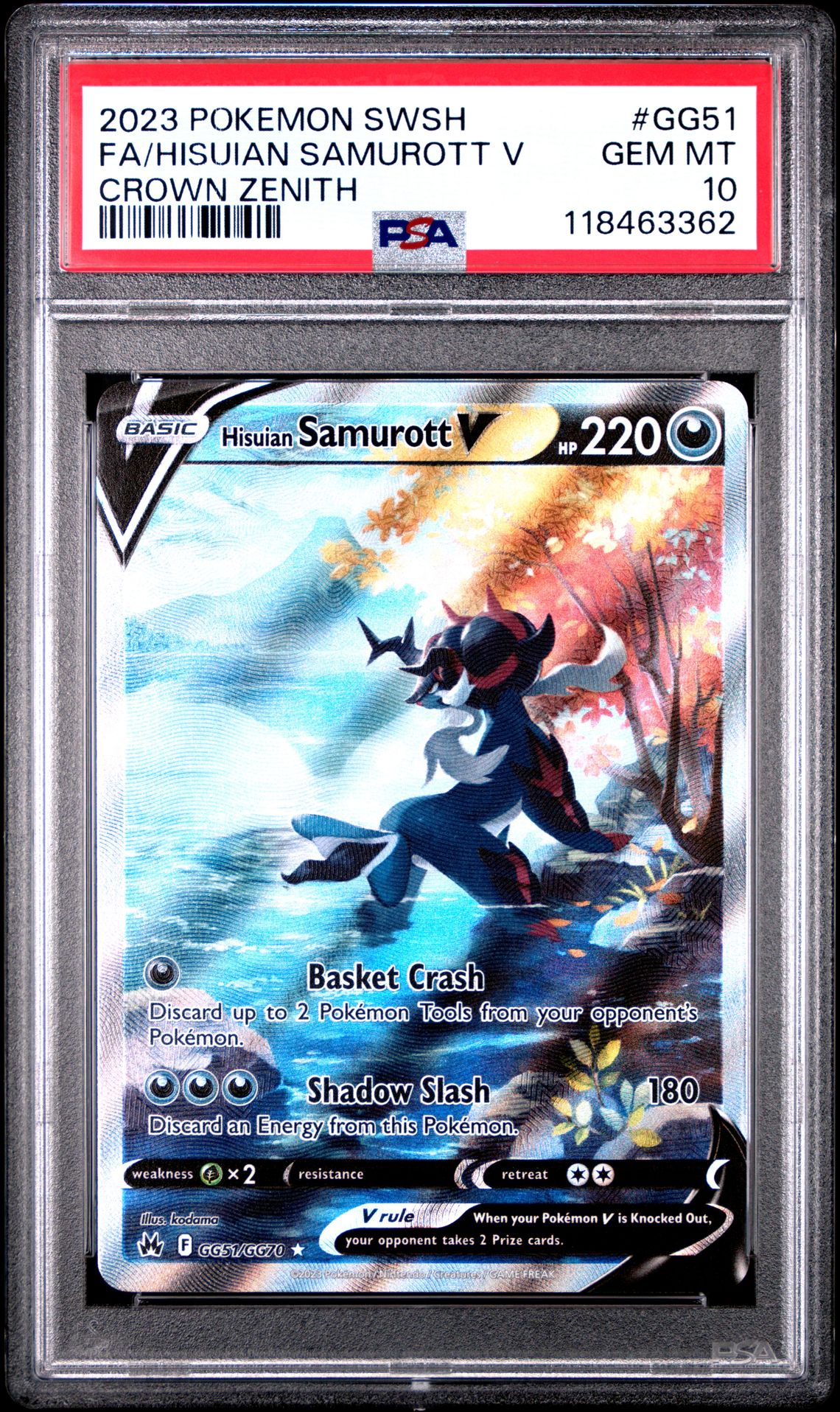 2023 Pokemon Sword And Shield Crown Zenith Fa/Hisuian Samurott V #Gg51 (Crown Zenith) Gem Mt 10 front