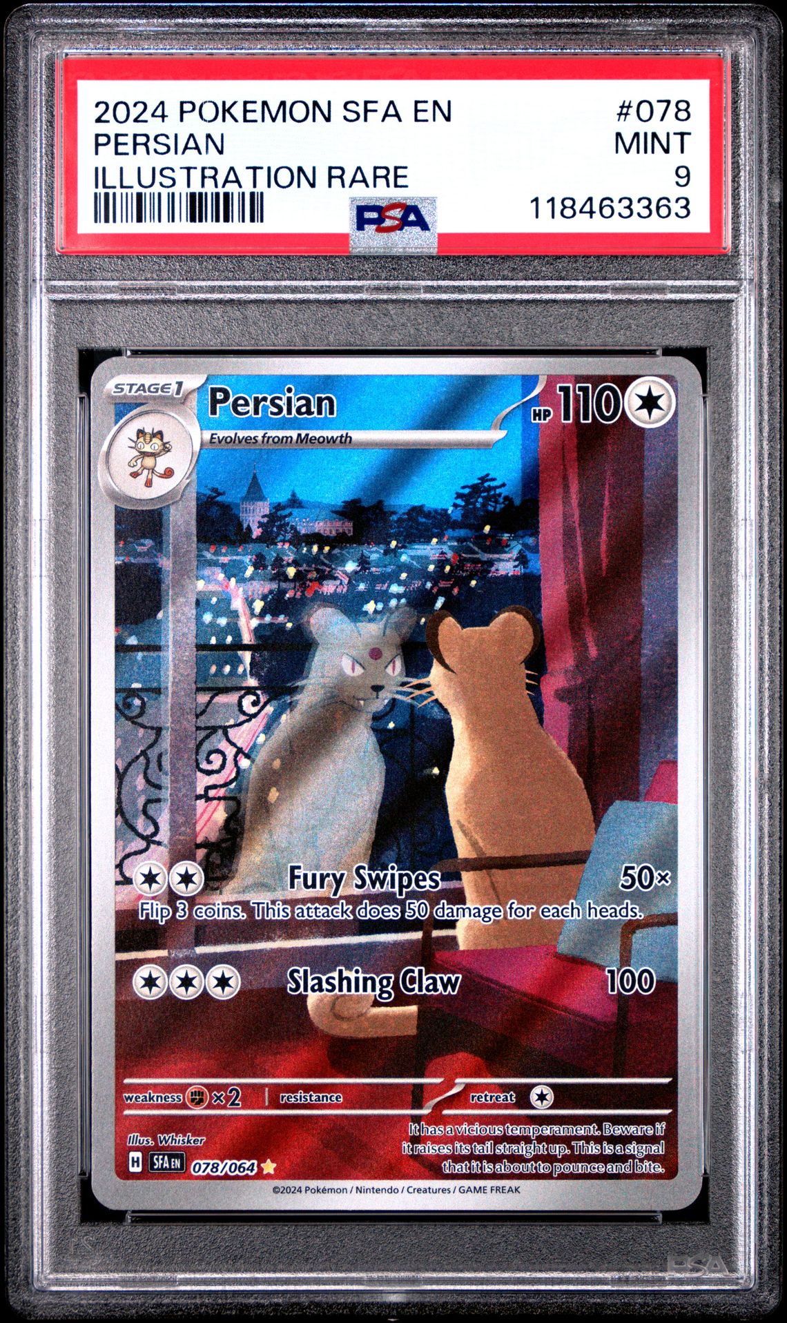2024 Pokemon Sfa En-Shrouded Fable Persian #078 (Illustration Rare) Mint 9 front