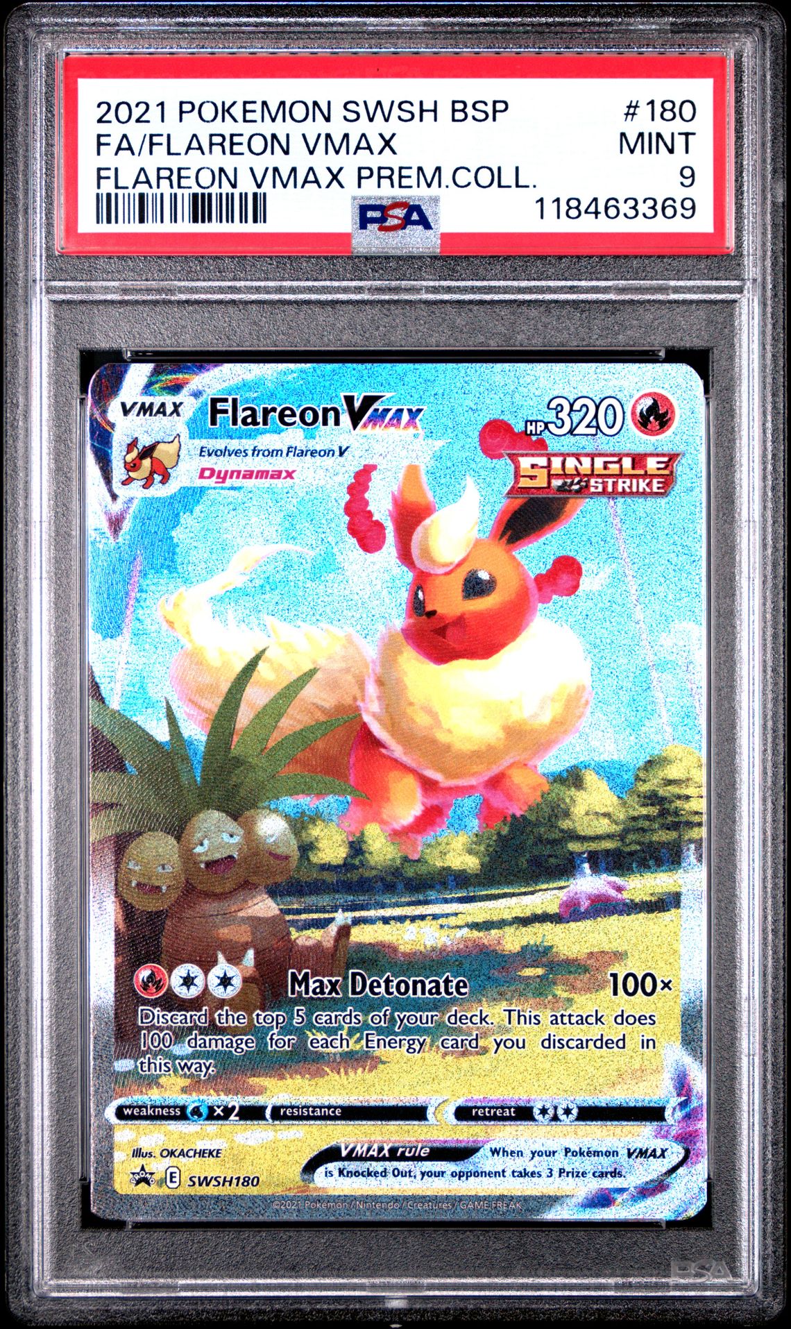 2021 Pokemon Swsh Black Star Promo Fa/Flareon Vmax #180 (Flareon Vmax Prem.coll.) Mint 9 front