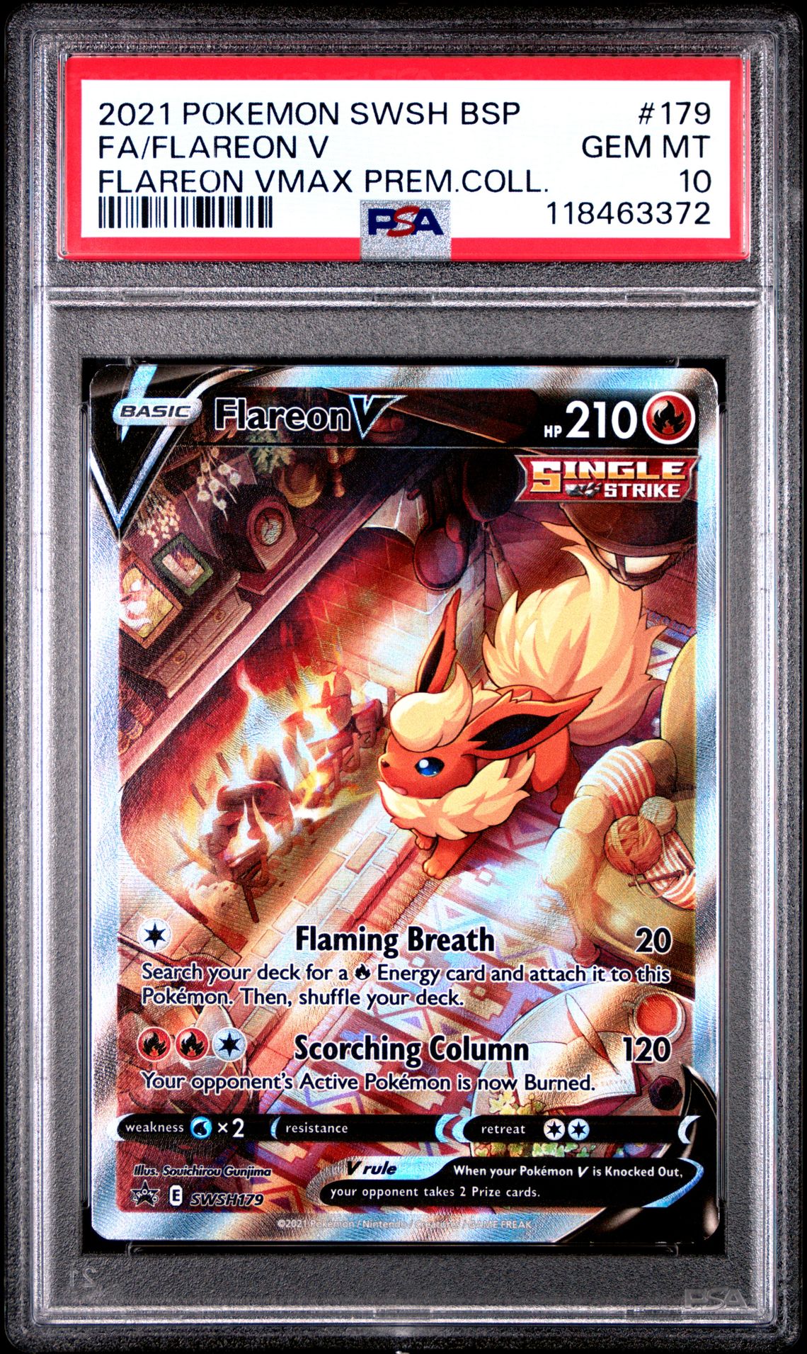 2021 Pokemon Swsh Black Star Promo Fa/Flareon V #179 (Flareon Vmax Prem.coll.) Gem Mt 10 front