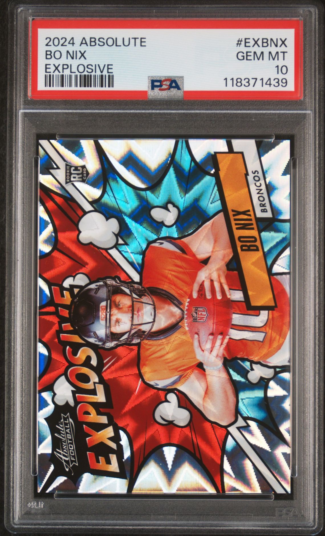 2024 Panini Absolute Explosive Bo Nix #Exbnx Gem Mt 10 front