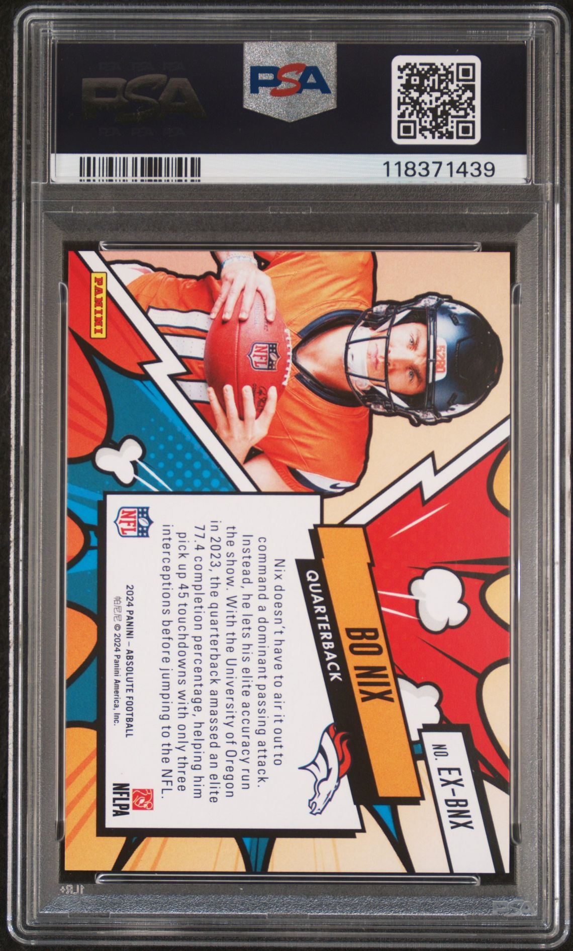 2024 Panini Absolute Explosive Bo Nix #Exbnx Gem Mt 10 back