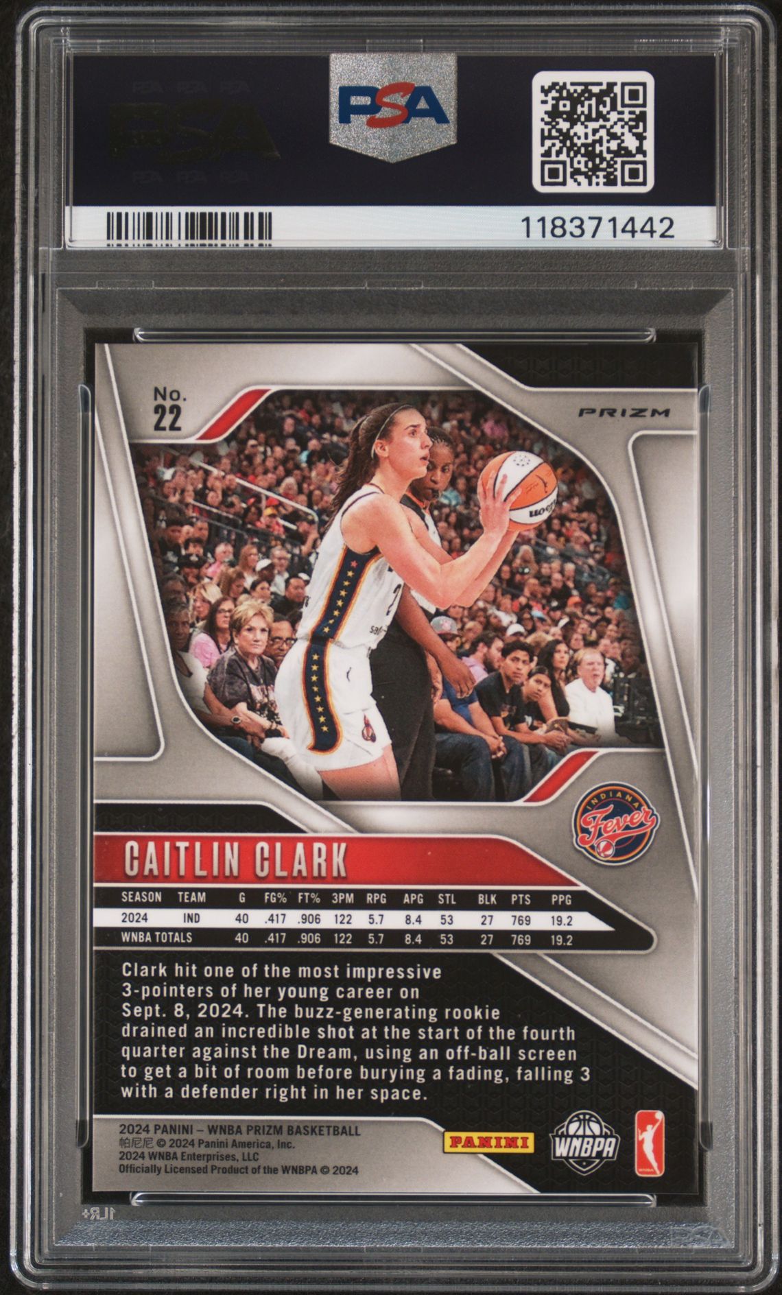 2024 Panini Prizm Wnba Caitlin Clark #22 (Silver Prizm) Nm-Mt 8 back