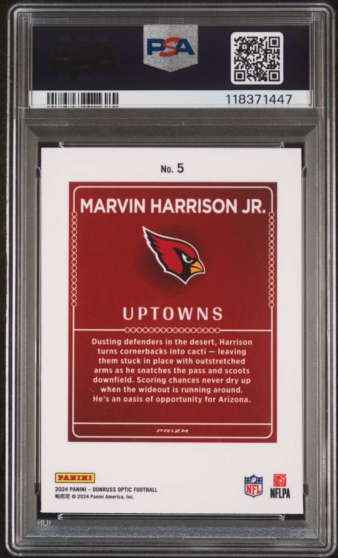 2024 Panini Donruss Optic Uptowns Marvin Harrison Jr. #5 Mint 9 back