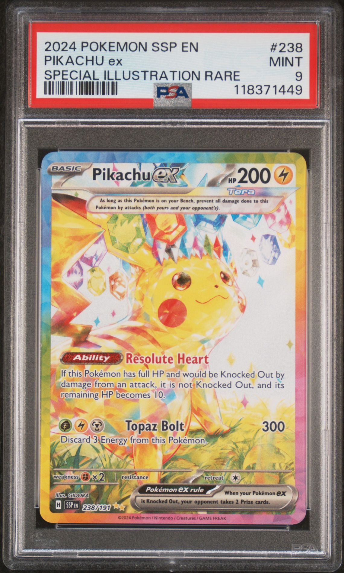2024 Pokemon Ssp En-Surging Sparks Pikachu Ex #238 (Special Illustration Rare) Mint 9 front