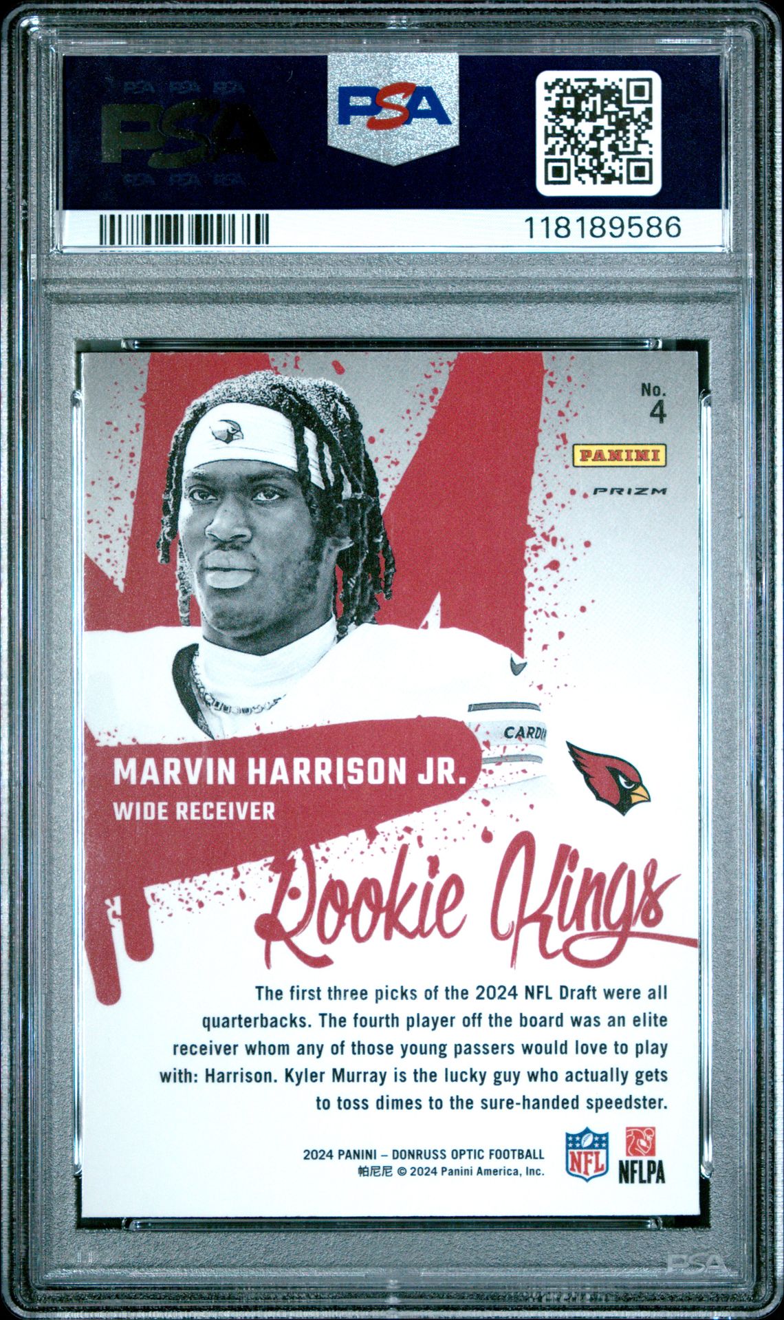 2024 Panini Donruss Optic Rookie Kings Marvin Harrison Jr. #4 Gem Mt 10 back