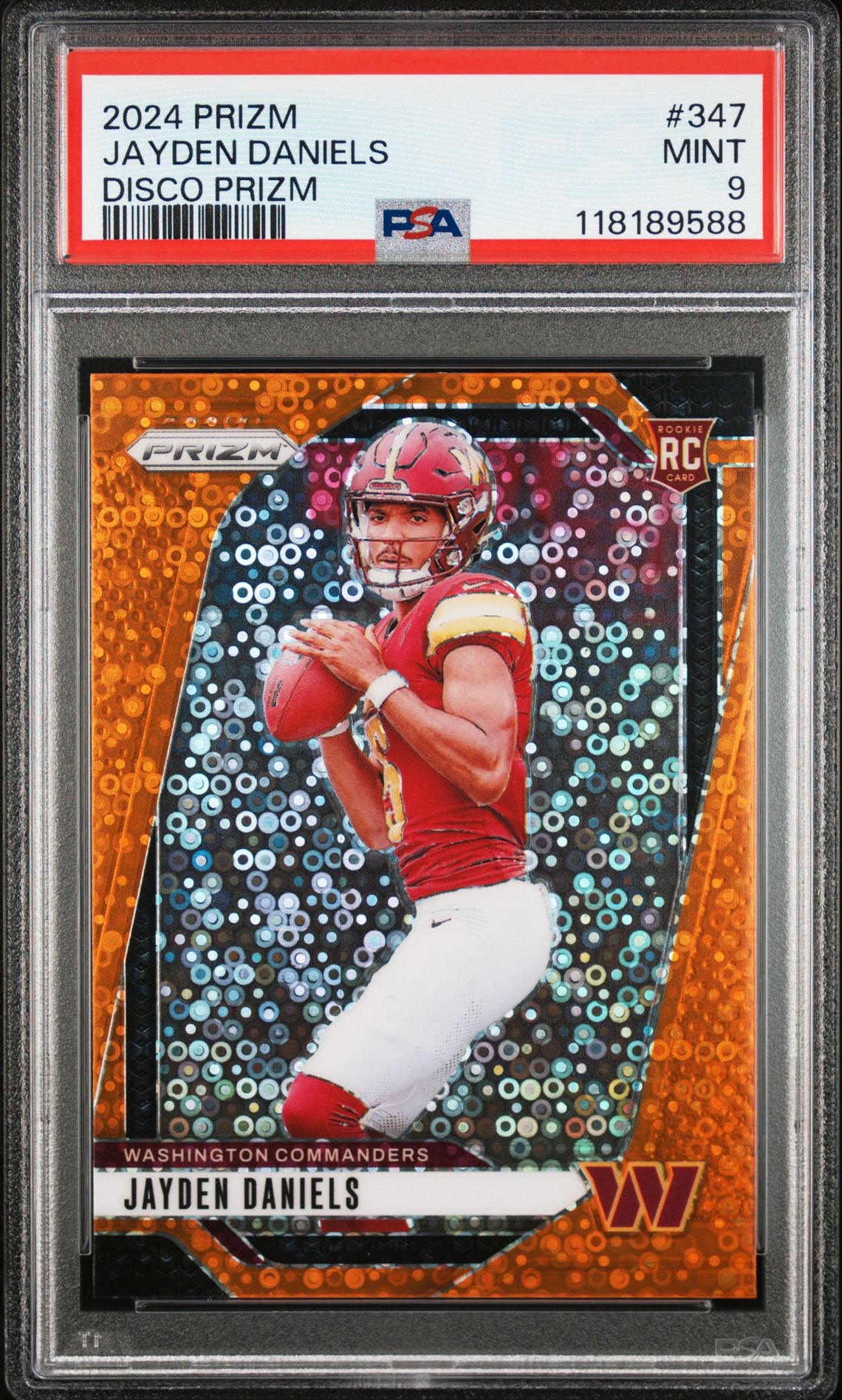 2024 Panini Prizm Jayden Daniels #347 (Disco Prizm) Mint 9 front