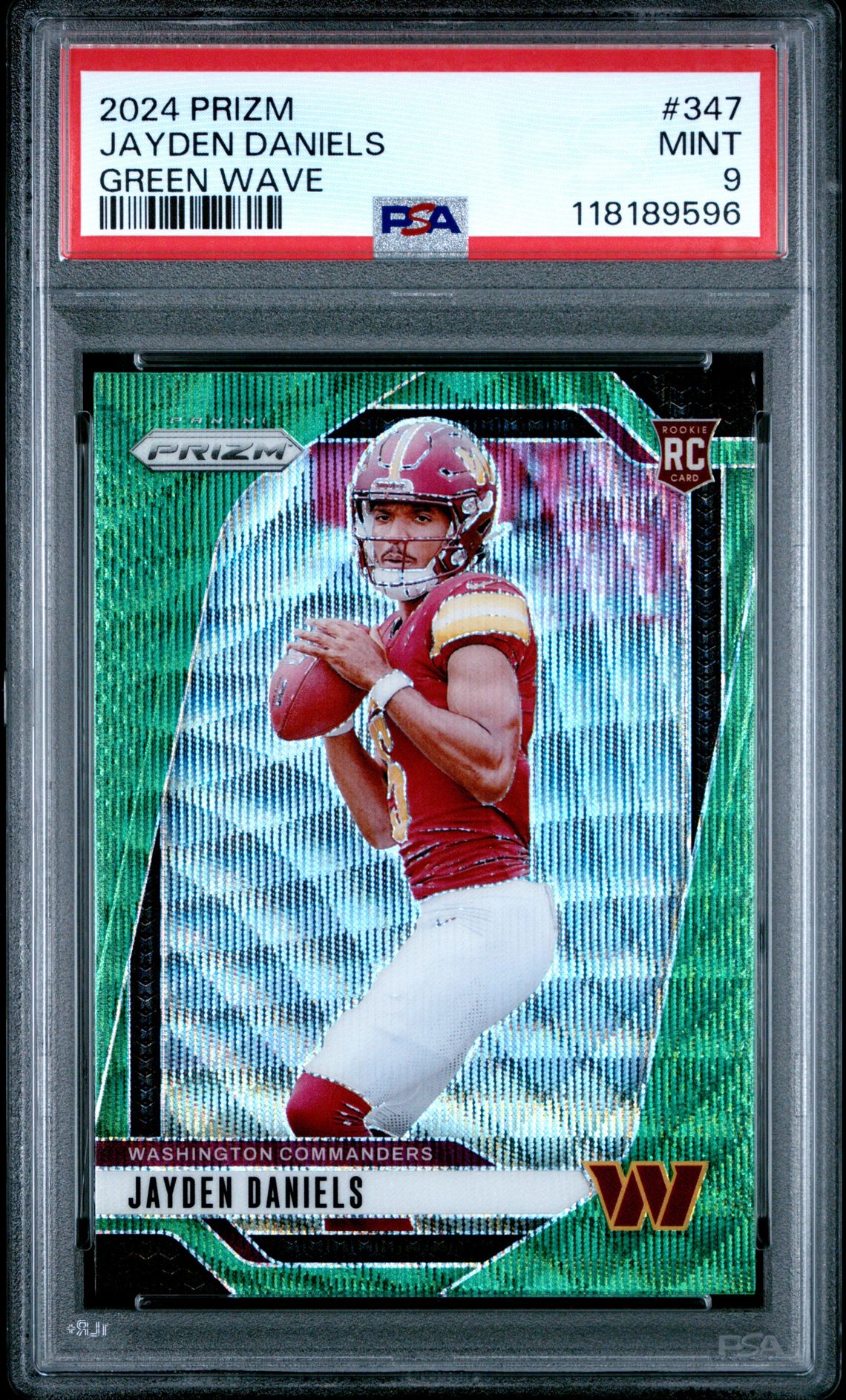 2024 Panini Prizm Jayden Daniels #347 (Green Wave) Mint 9 front