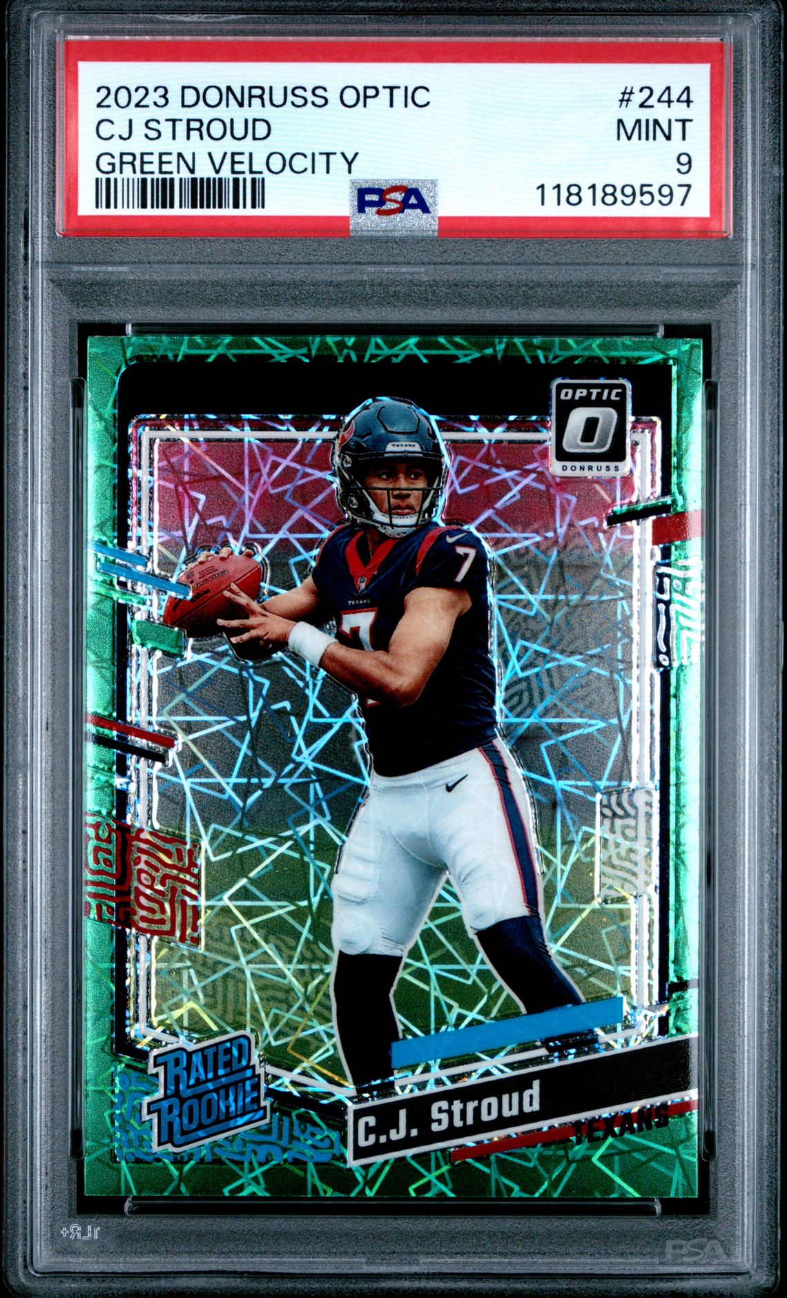 2023 Panini Donruss Optic Cj Stroud #244 (Green Velocity) Mint 9 front