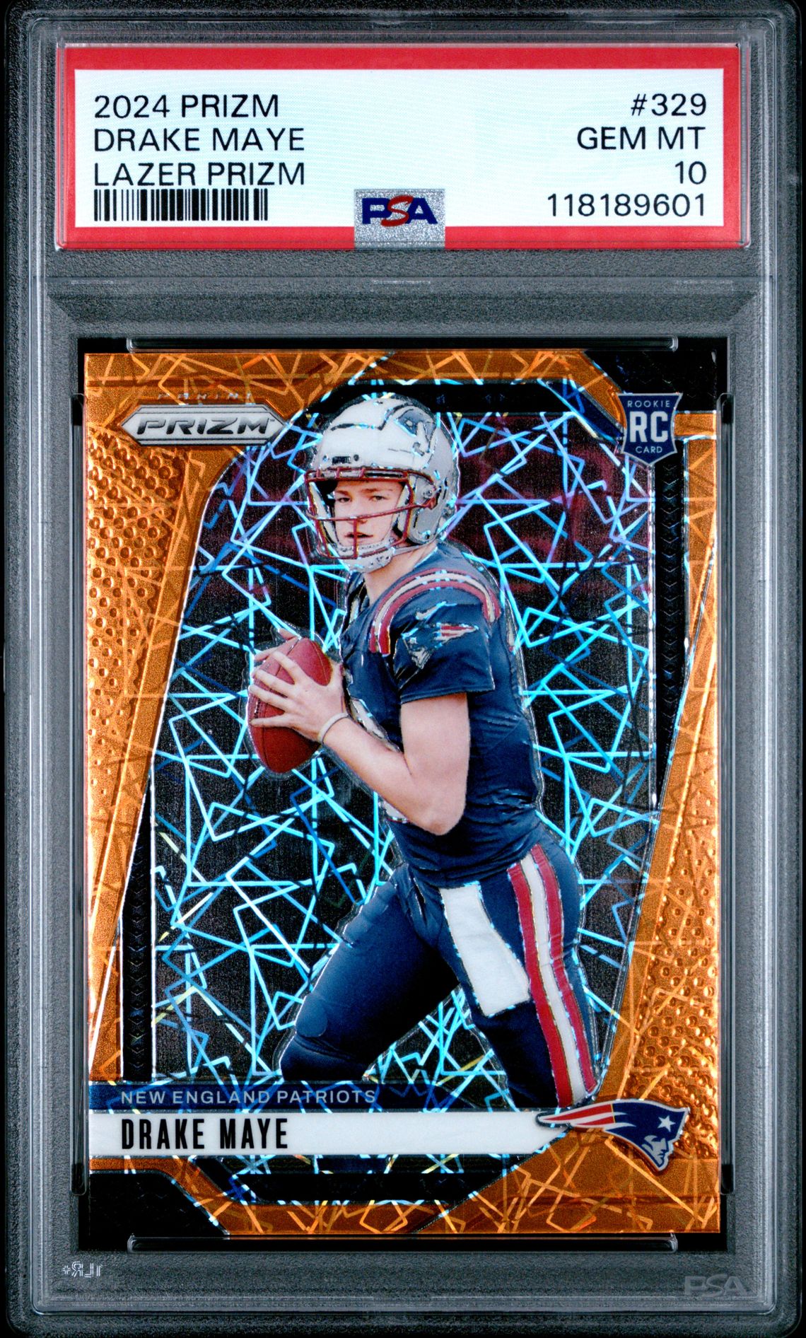 2024 Panini Prizm Drake Maye #329 (Lazer Prizm) Gem Mt 10 front