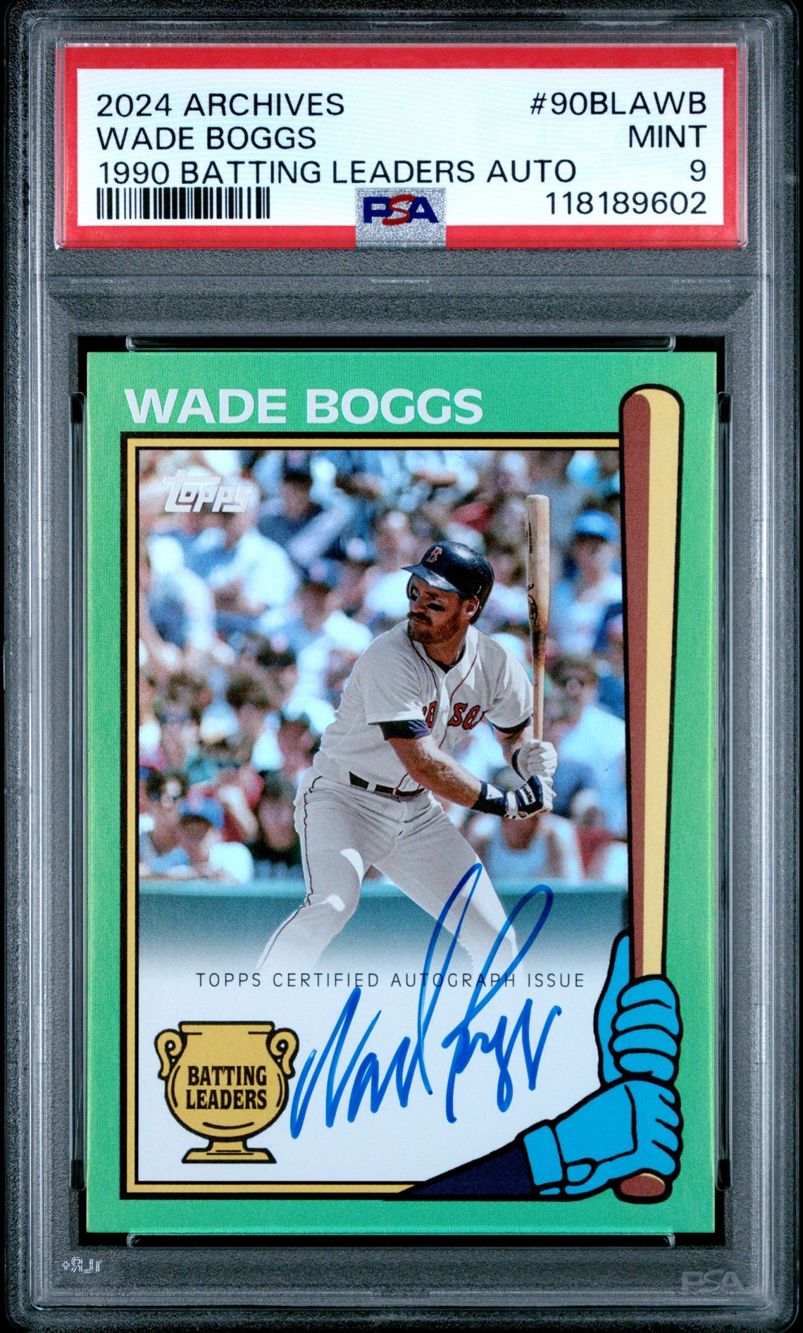 2024 Topps Archives 1990 Batting Leaders Autographs Wade Boggs #90Blawb (1990 Batting Leaders Auto) Mint 9 front