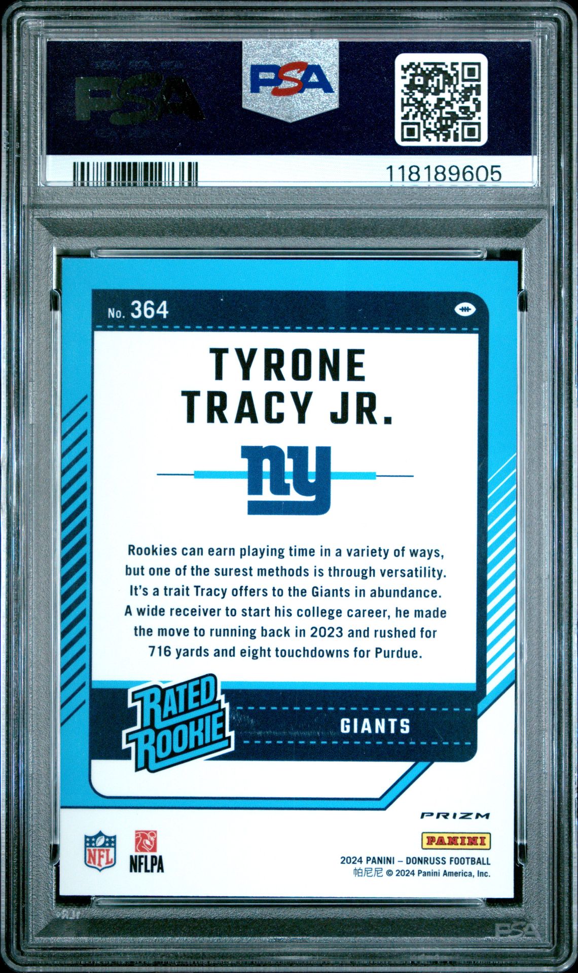 2024 Panini Donruss Tyrone Tracy Jr. #364 (Optic Pv.-Fb.emoji) Gem Mt 10 back